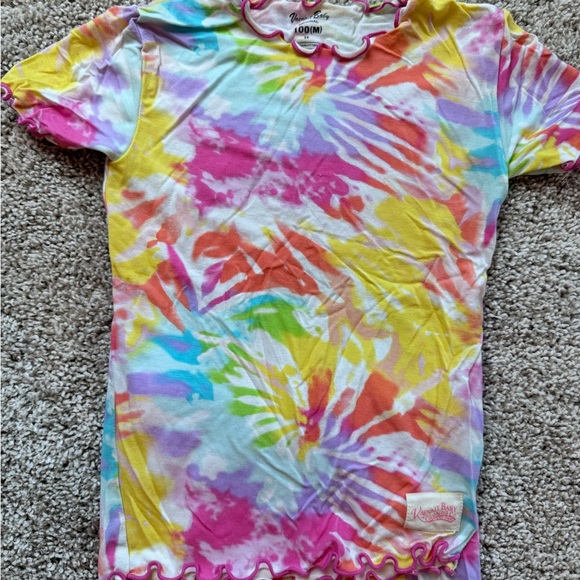 Girls buttery Soft Bamboo Pajamas Tie Dye Short Summer pajamas ruffle size XL - Picture 3 of 14